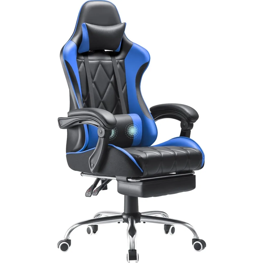 

Gaming Chair, Computer Chair with Footrest and Massage Lumbar Support, Ergonomic High Back Video Game Chair with Swivel Seat an
