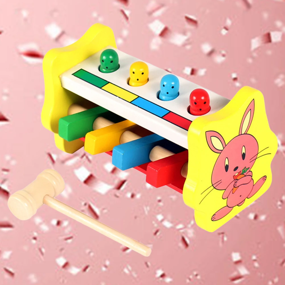 

Wood Hammer Wood Beat Hand-Eye Coordination Beat Cartoon Beating Tool For Infants