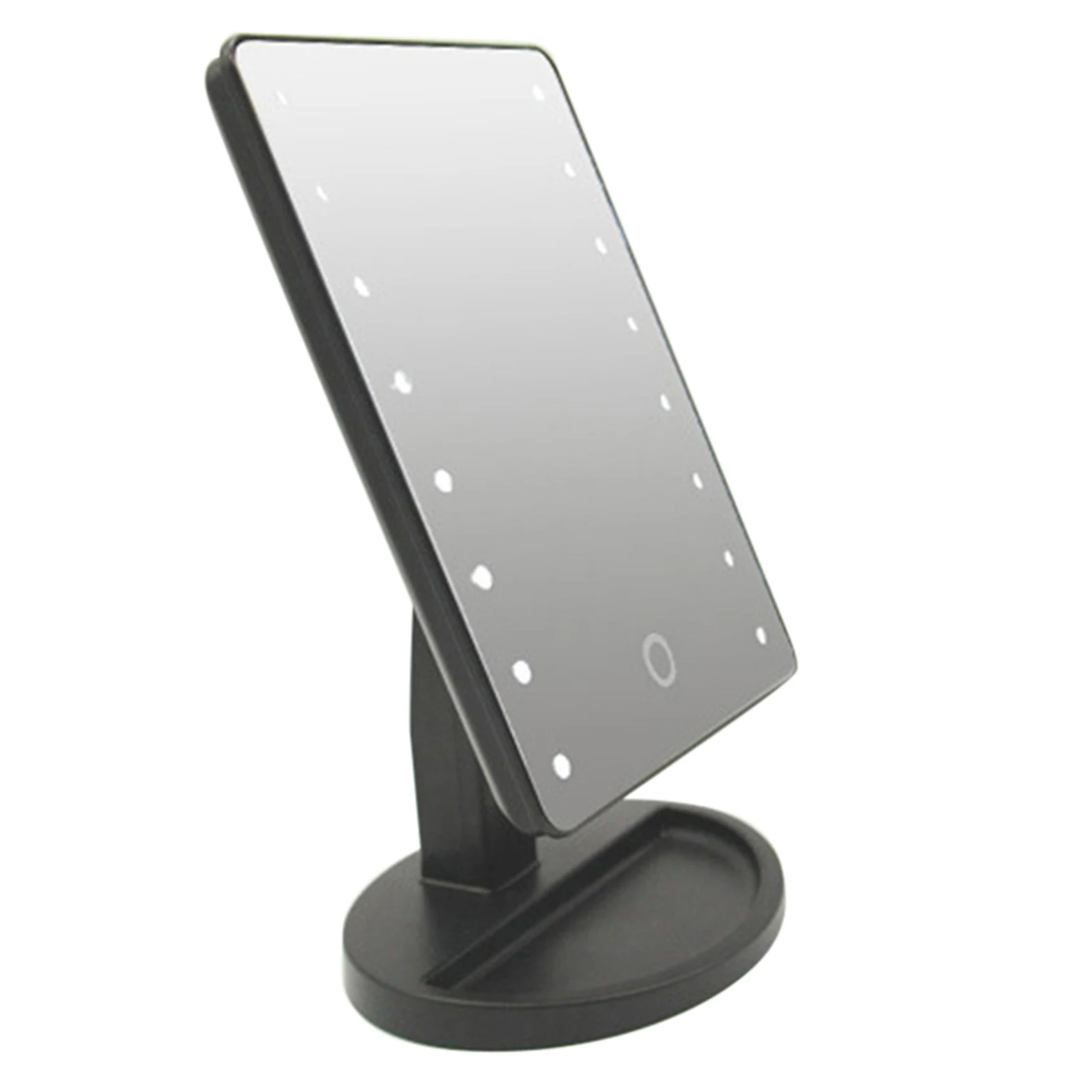 LED Rotation Desktop Dressing Mirror Clear Vision Smooth Surface Durable Base Mirror for Home Living Room Desktop Decor