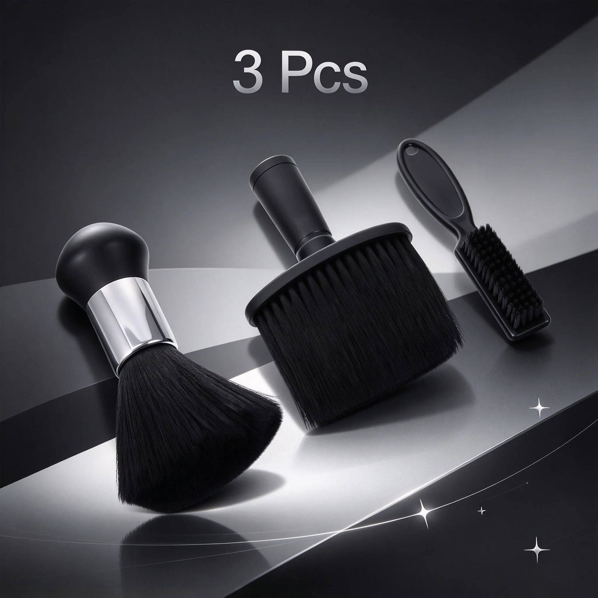 3Pcs Professional Barber Neck Duster Brush Set, Soft Nylon Bristles Anti Slip Handle Hair Cleaning Brush for Barber Salon Haircut Beard Shaving Cleaning Tools