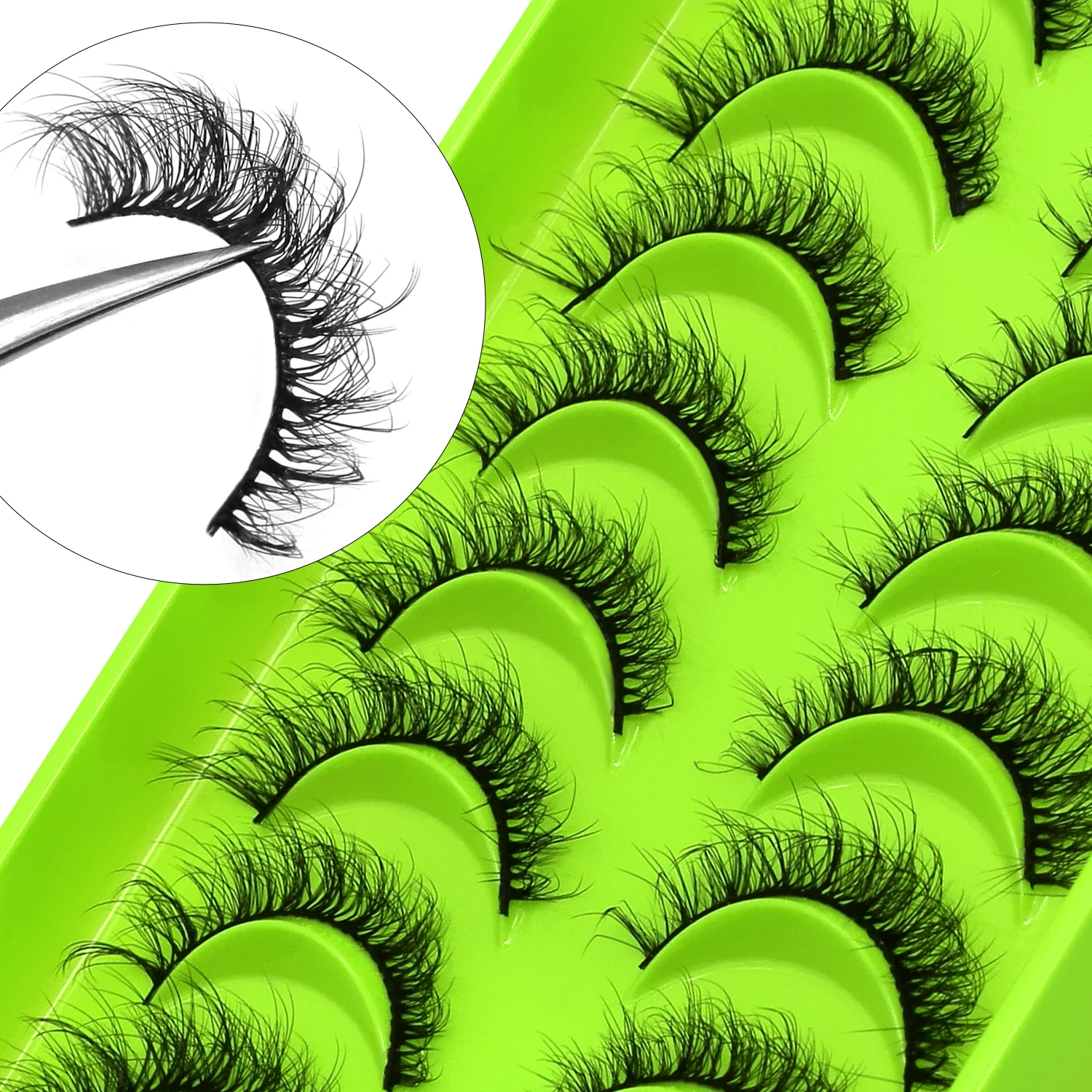 Groinneya cílios de gato macio natural falso vison cílios natural olhar & alongamento dos olhos premium cílios postiços maquiagem