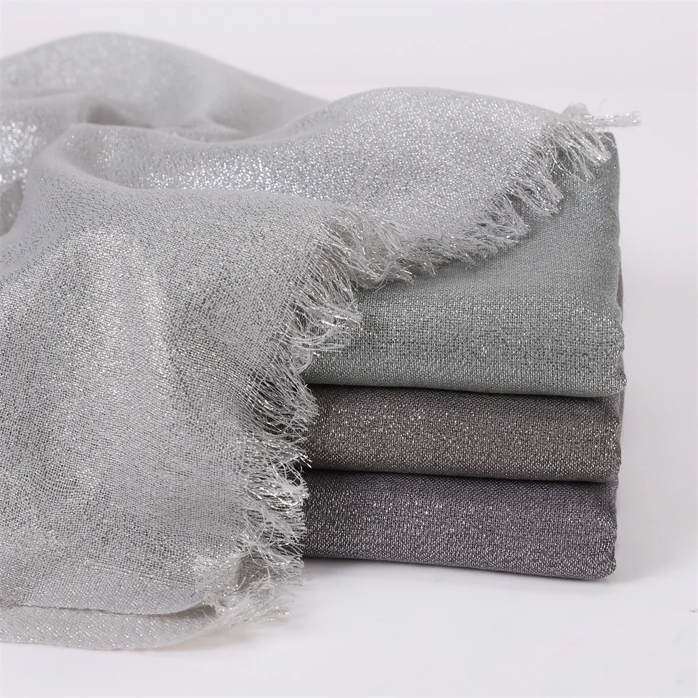 Hot Export Solid Rayon Metallic Scarf for Women, Simple Fashion Turban Headwrap Shawl Wholesale VS400