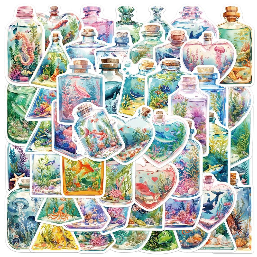 

10/30/50pcs Cute Creative Ocean Bottle World Stickers Cartoon Sea Animal Decals Scrapbook Phone Laptop Graffiti Sticker Kids Toy