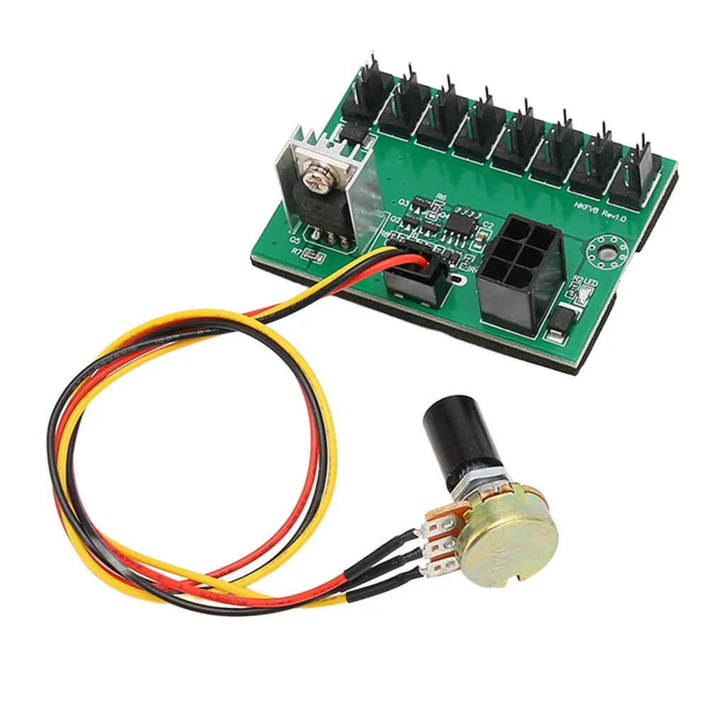 2 Pin 3 Pin 4 Pin PC Fan Hub 8 Way Splitter 6 Pin Power Port Fan Speed Controller Plug and Play Cooling Fan Hub Gaming PC