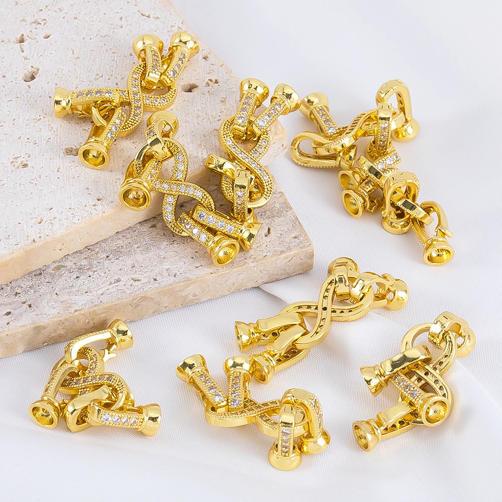 1PC Bow-Shaped Copper Connector Clasp Pendants Geometric Handmade Necklace Pearl Clasps For DIY Jewelry Cord Ending Accessories
