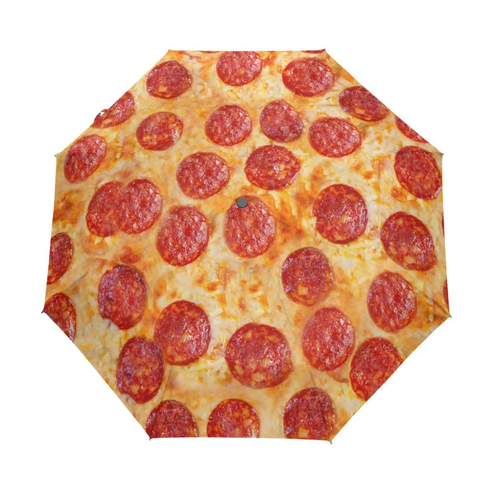 Pizza Food Pattern Windproof Travel Umbrellas Western Style Fast Food Folding Rain Umbrella Compact Lightweight for Teens Adults