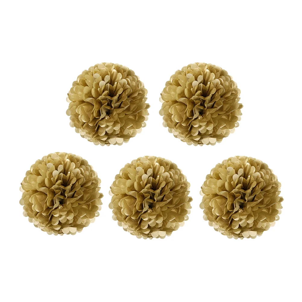 5pcs 8" Gold Tissue Paper Pom Pom Flower Ball wedding paper flower balls tissue paper flowers pom poms