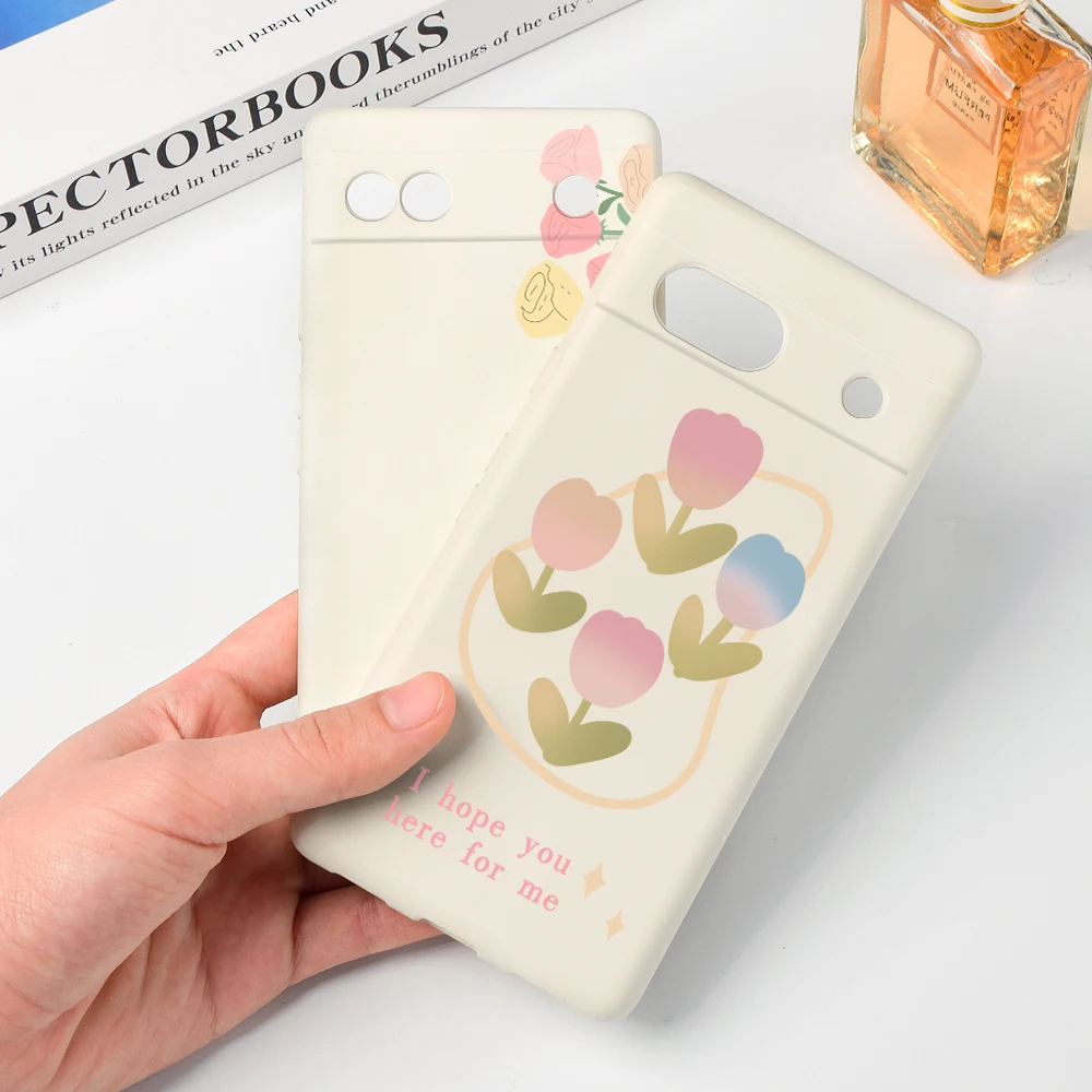 

Korean Tulip Fundas for Google Pixel 7a 7Pro 6 6a 6Pro Luxury Soft Liquid Silicone Protection Shell for Pixel 7 Fashion Cases