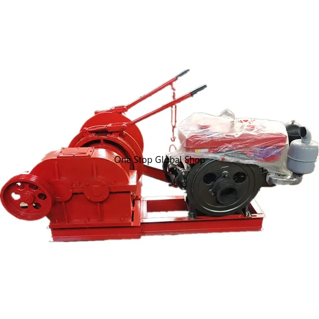 5 Ton Double Drum Winch With Petrol Or Diesel Engine For Cable Pulling In Cranes Application