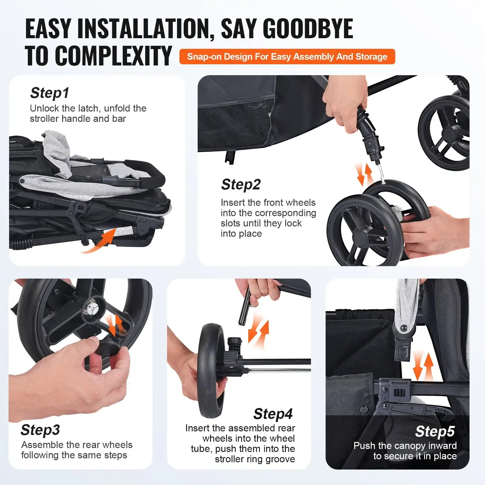 Double Stroller, Foldable Lightweight Twin Tandem Stroller