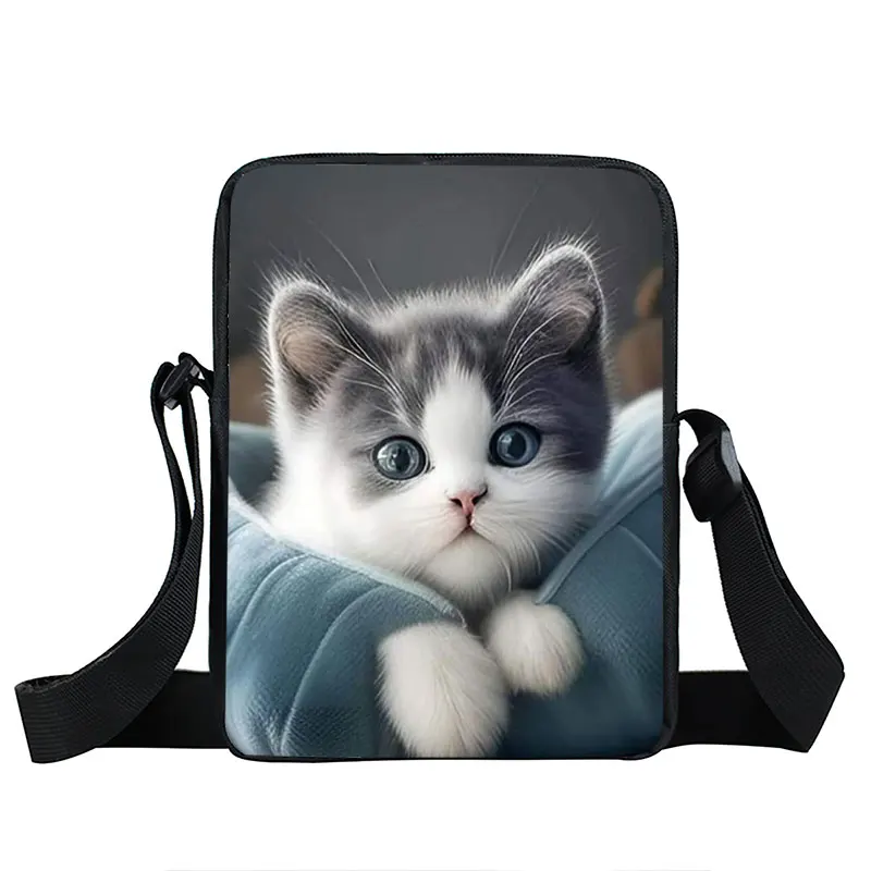 Cute Persian/Siamese Cat Crossbody Bag Scottish British Cat Women Handbag Kitten Shoulder Bag Messenger Bag Phone Holder Bookbag