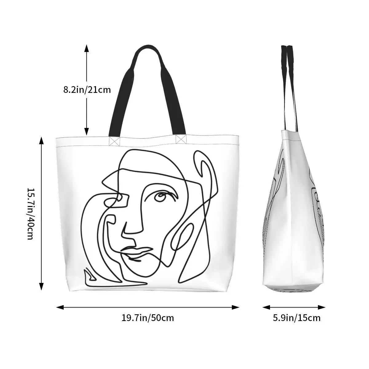 Reusable Pablo Picasso One Line Abstract Art Shopping Bag Shoulder Canvas Tote Bag Washable Spanish Groceries Shopper Bags