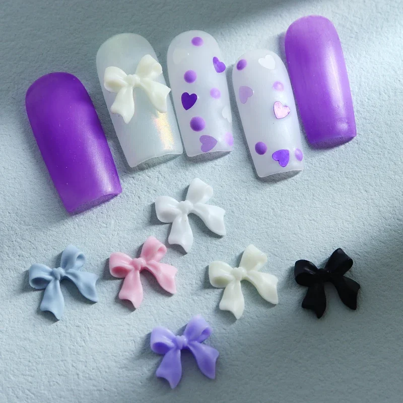 Cute Bowknots Nail Art Accessories Kawaii Bear Resin Charms Bows Butterfly Flower Nail Jewelry Rhinestones 3D Luxury Parts Ongle