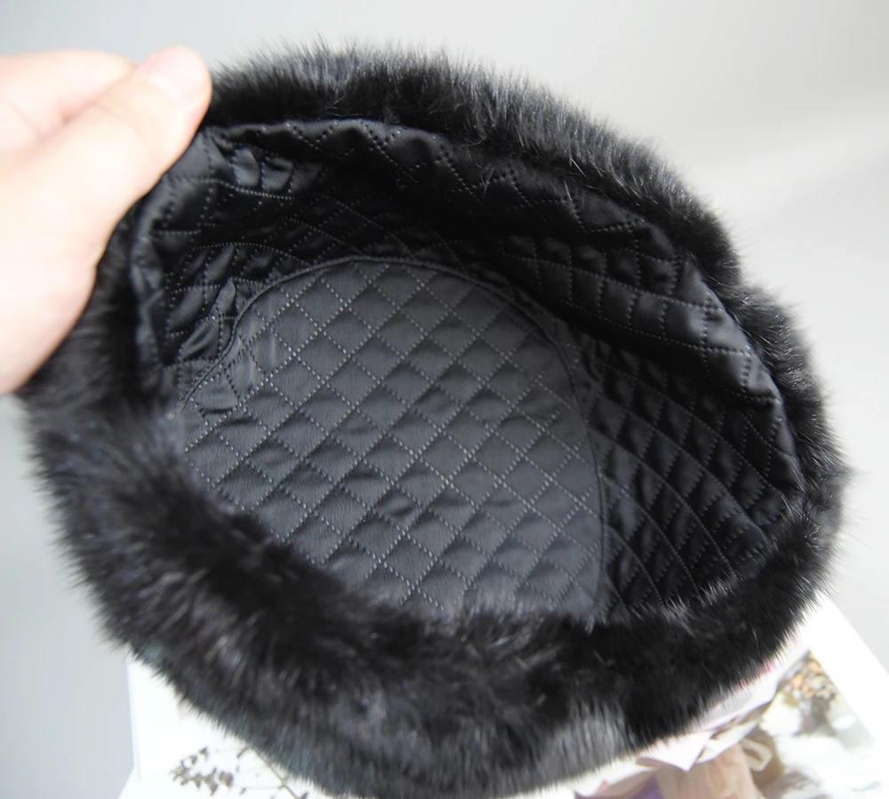 2025 Luxury Winter Unisex Top Real Mink Fur Bomber Hat  Genuine Marten Head Warm Black/Brown Caps Best Gift For parent Gorras