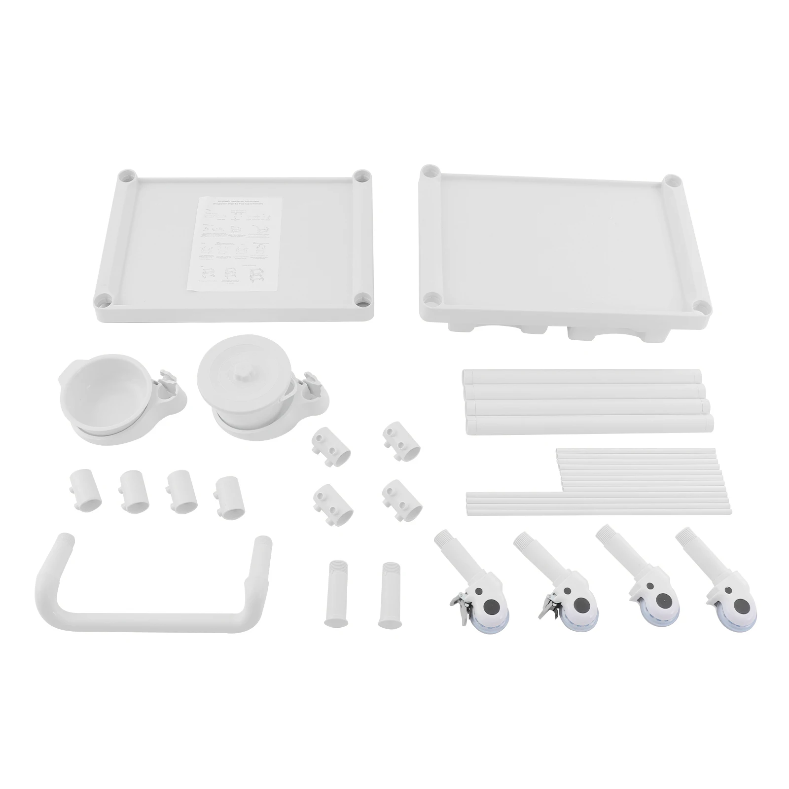 2 Tiers Medical Cart Mobile Trolley Cart Laboratory Trolley 90kg Load-Bearing Capacity for Hospitals/Beauty Salons/Offices