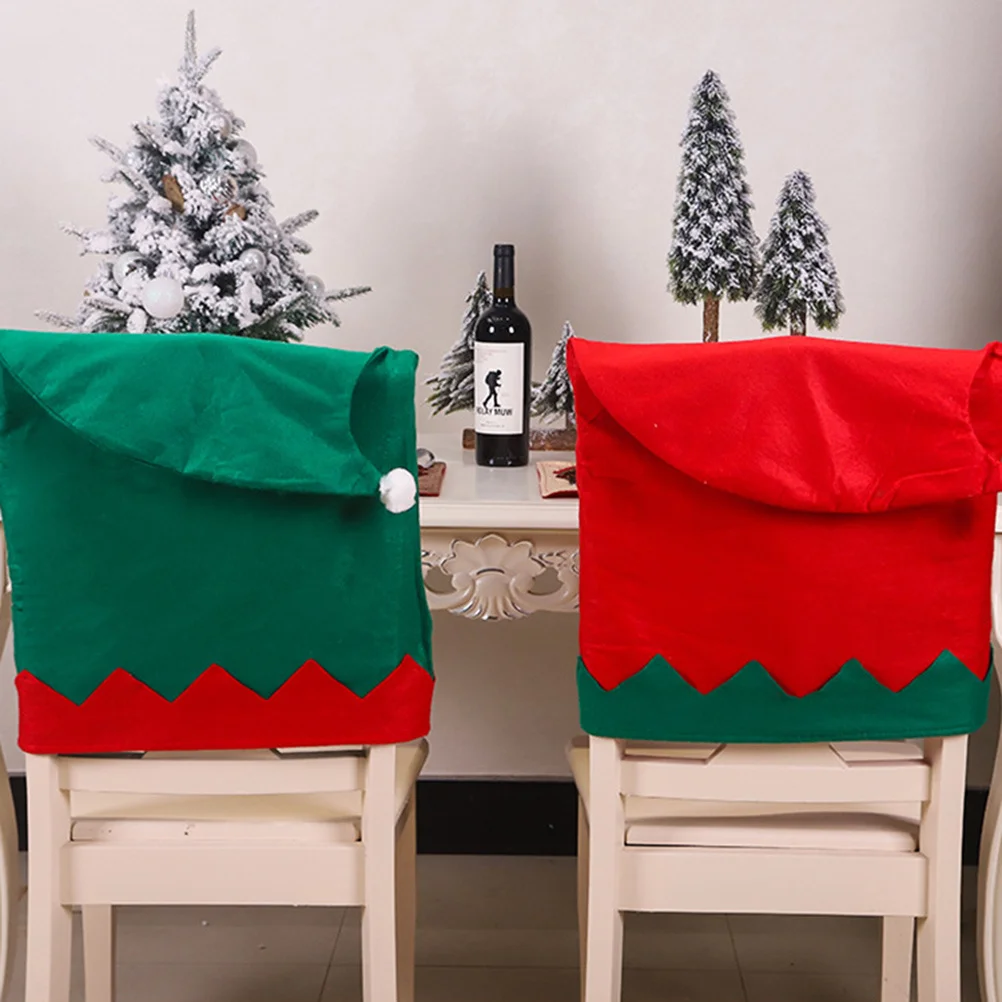 

4Pcs Christmas Chair Cover Non-Woven Seat Slipcover Wrinkle Resistant Protective Cover for Dining