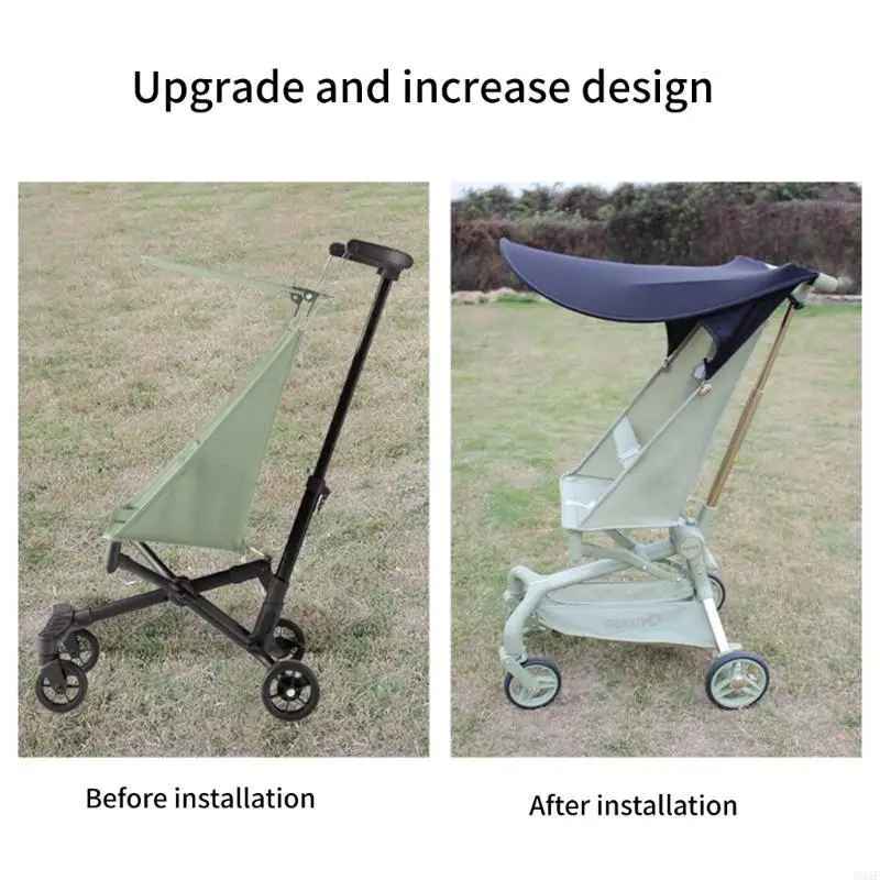 

95AE Infant Pocket Strollers Sunshade Baby Pram Cart Sun Shade Protective Cover Unisex Toddler Pushchair Top Awning Black