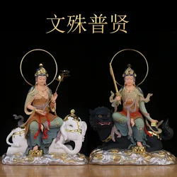 Manjusri Bodhisattva and Samantabhadra Bodhisattva Three Saints Hua-yen Resin Buddha Statues Buddhist Temples manjuist Figurine