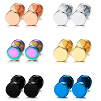 1 Pair/6 Pairs Stainless Steel Stud Earrings for Men Women Ear Piercing Ear Plugs Tunnel Fake Gauge Earrings Set 16G 2-14mm