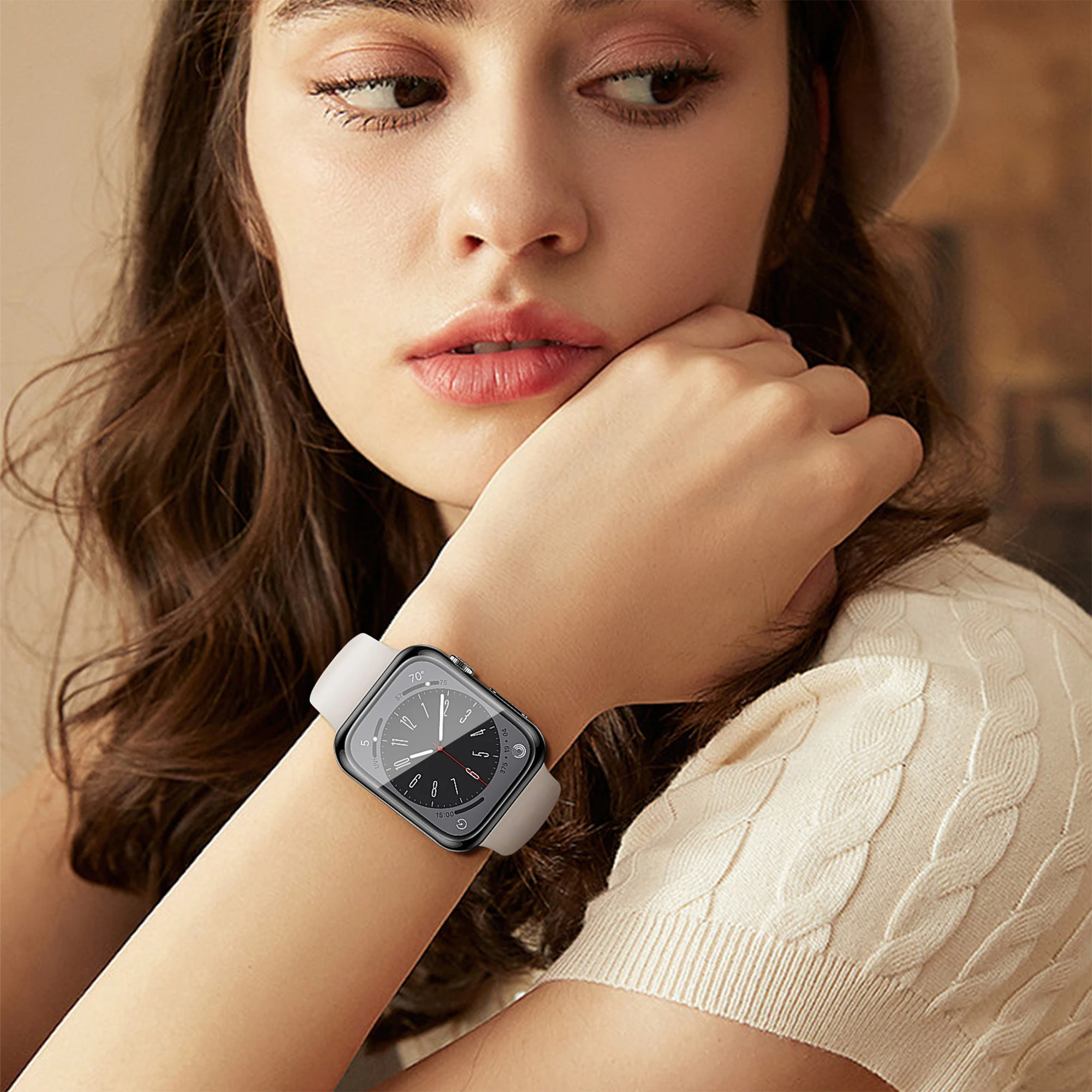 غطاء لساعة أبل 44 مللي متر 40 مللي متر 45 مللي متر 41 مللي متر 42 مللي متر 46 مللي متر 38 مللي متر واقي للشاشة سيليكون الوفير iwatch سلسلة 3 4 5 6 se 7 8 9 10 #5