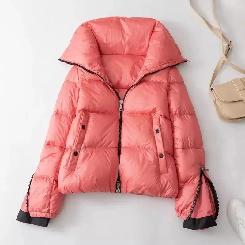 Winter Short Down Cotton Jacket Women New Loose Stand-Up Collar Hooded Coat Pure Colour  Outwear Fashion Pocket Overcoat Female