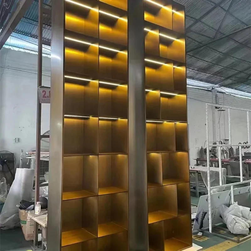 

Customize.Stainless Steel Gloss Gold Display Rack Product Display Cabinet