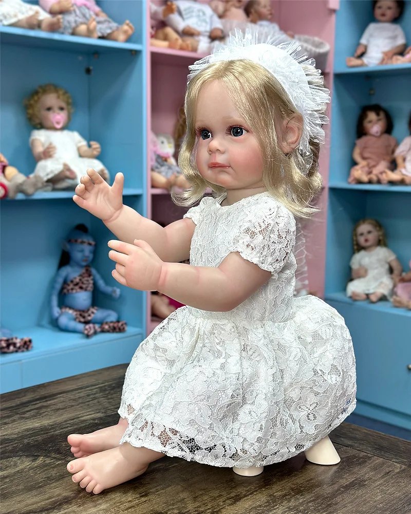 22 Zoll lebensechte Mädchen-Reborn-Puppe mit weichem Vinylkörper und möglicherweise Gliedmaßen, realistische Babypuppe W-2142
