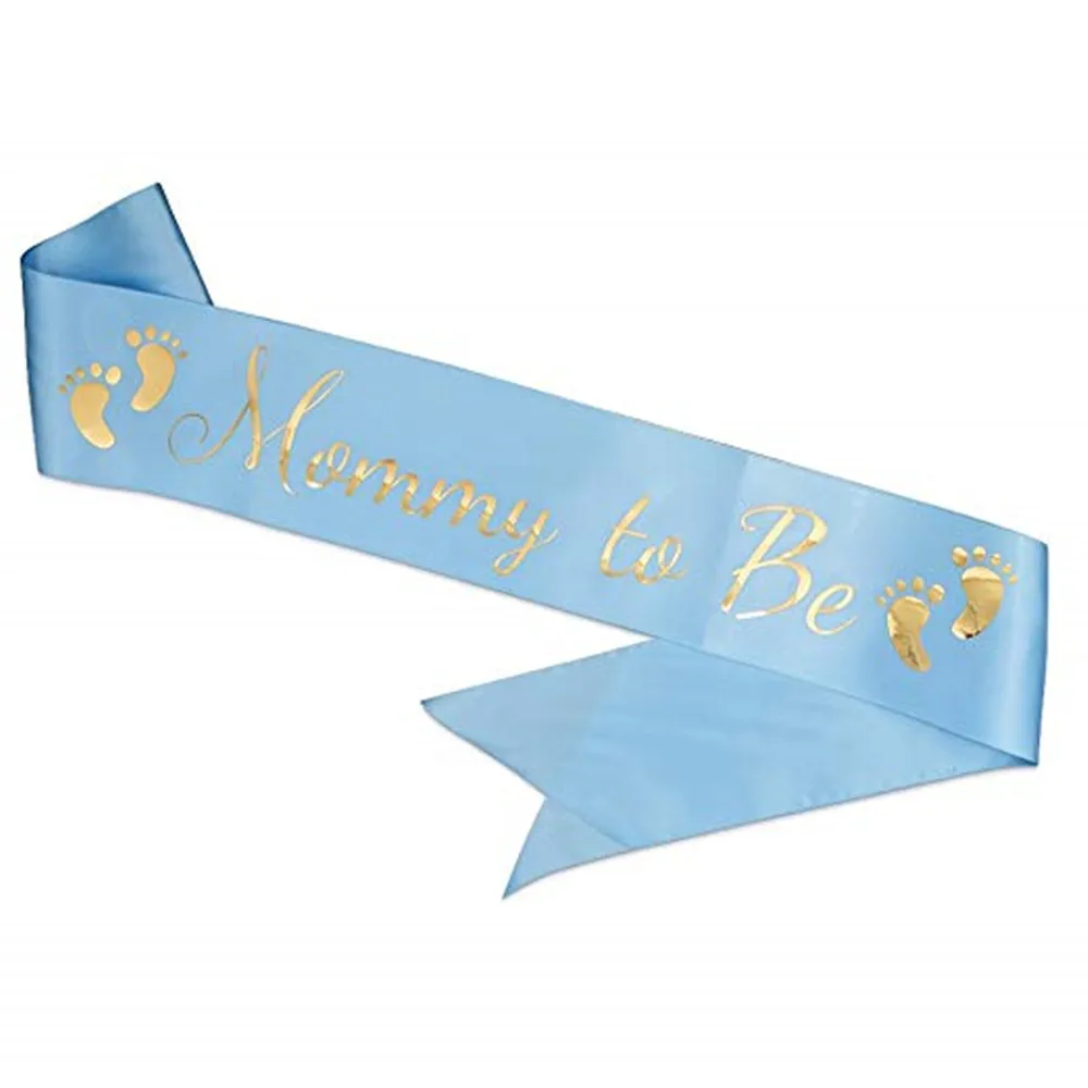 Mommy To Be Satin Sashes Headband Daddy To Be Badge Shoulder for Baby Shower Gender Reveal Party Decoration Favor Supplies 4F