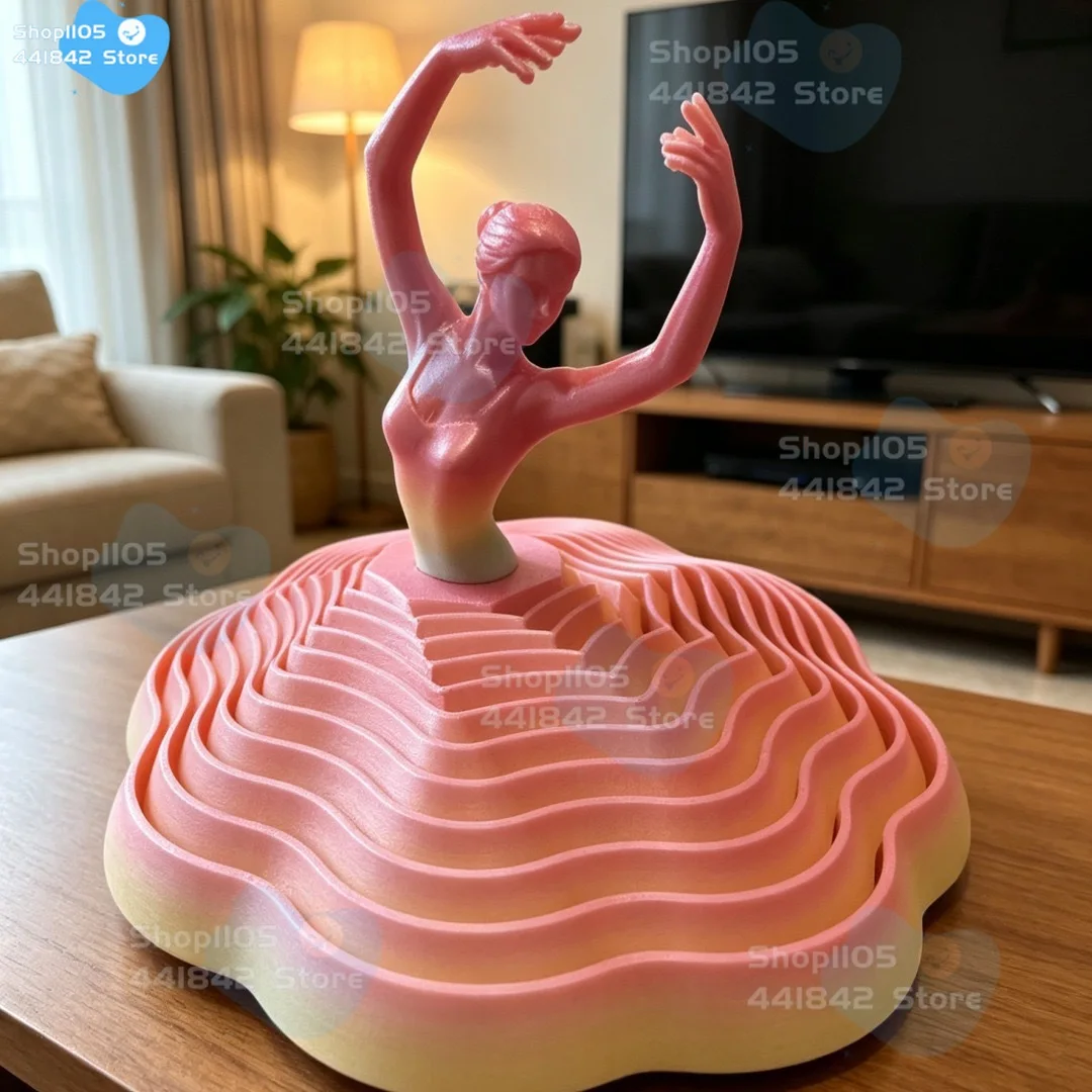 

3D Printed Rotating Ballerina Figurine, Spinning Ballet Girl Desktop Ornament, Aesthetic Home Decor for Living Room Bedroom