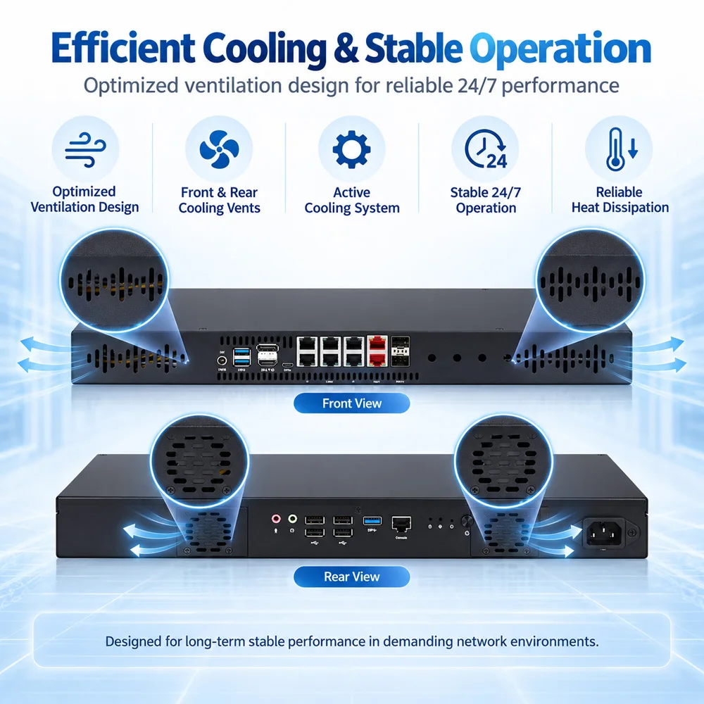 Qotom Q31551ST 1U Edge AI Rackmount Server Firewall Router Intel Core Ultra Mini PC 6x2.5G LAN 2x10G LAN 2x10G SFP+