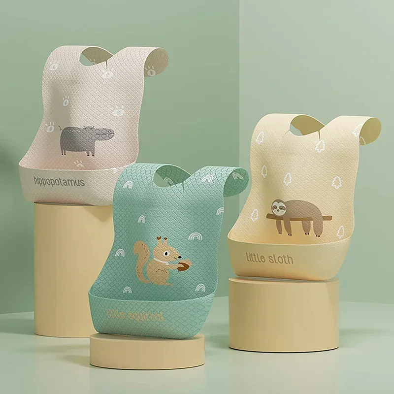 Infant Waterproof Print Bib Super Soft Saliva Pockets Children\'s Complementary Food Rice Bibs Burp Cloths Baby Items