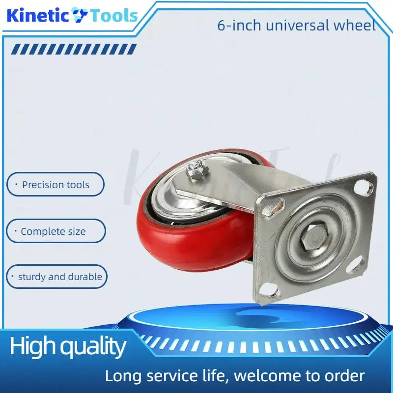 

Silent & Wear-Resistant Rubber 6 Inch Iron Core Red Universal WheelPerfect for Factory Warehouse Shelves