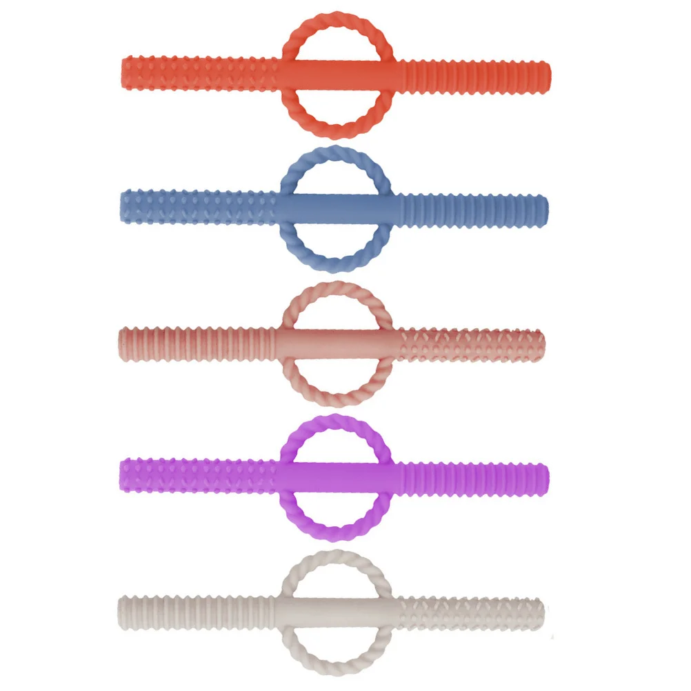

5Pcs Baby Molar Teether Silicone Chewing Stick Gums Comfort Finger Coordination Development Sensory Textures Teething Toy