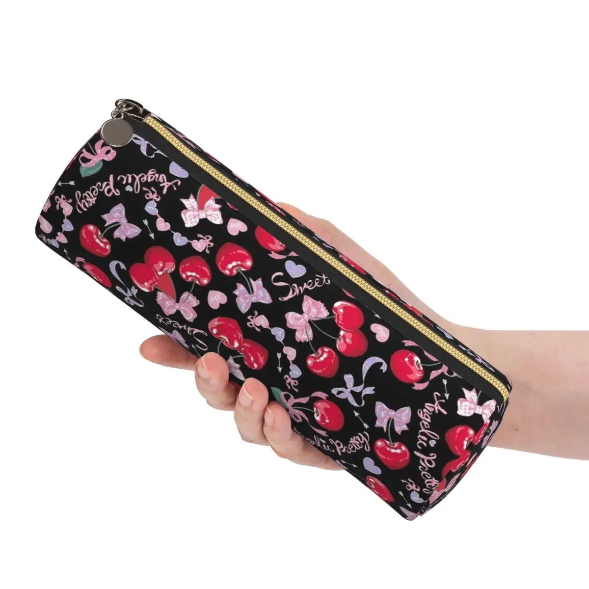Cherry With Bow Pencil Cases Pencil Pouch Storage Stationery Supplies Large Capacity Pen Box Pencil Bag for Boys Girls Gifts