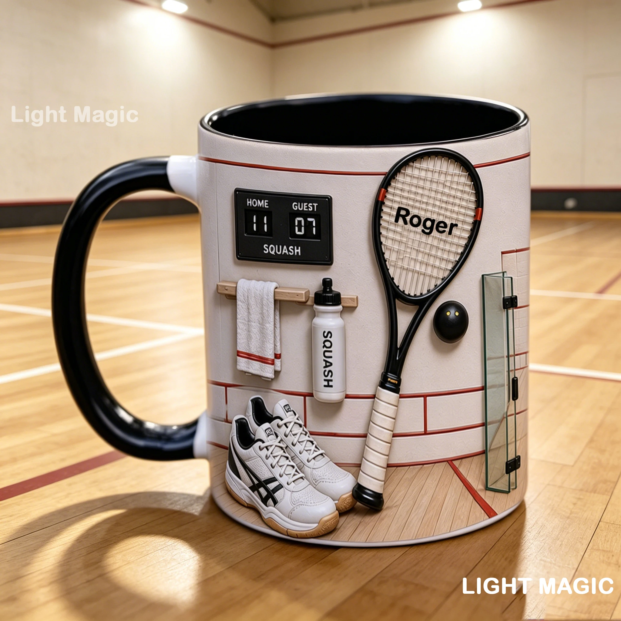 Badminton Cup - Mug Kopi Keramik Bertema Squash dengan
