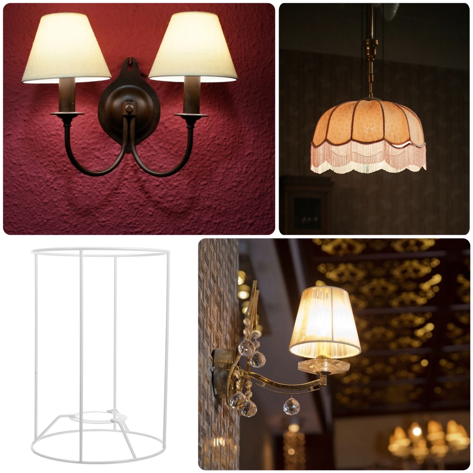 

Lampshade Stand Frame Holder Holders Large Rings Desk Lights Iron Cage Hardware