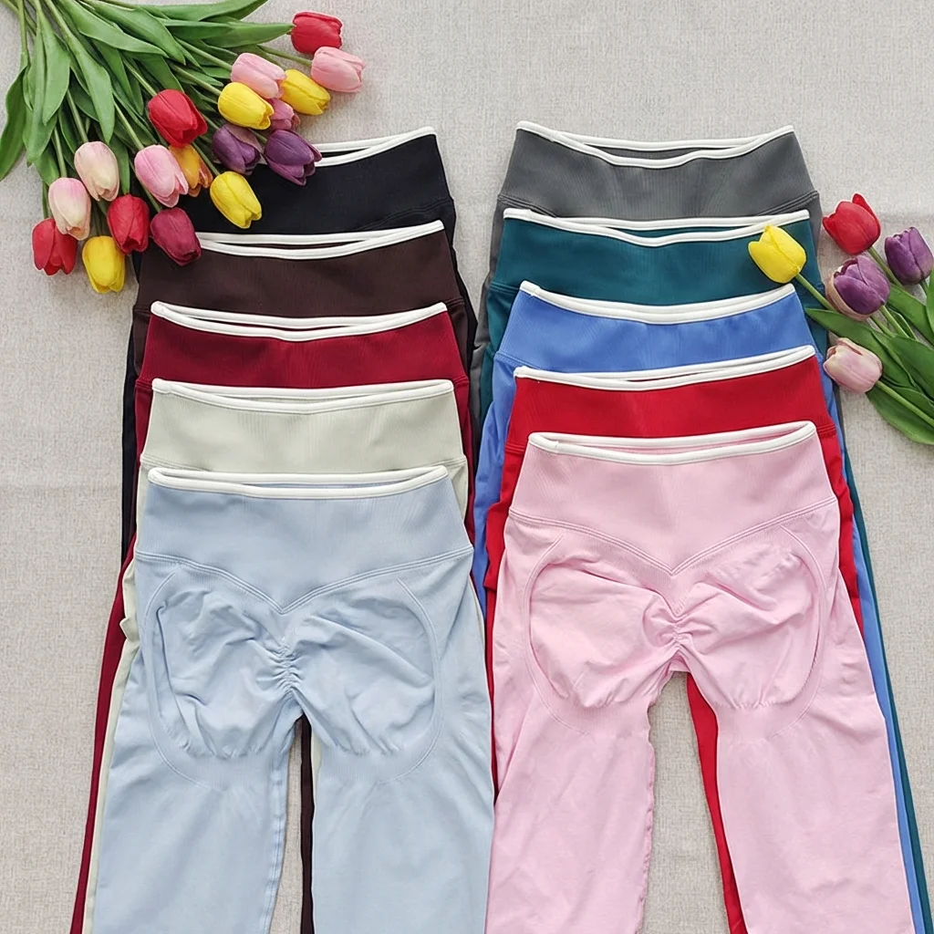Women's Seamless Yoga Leggings Middle Waist Push-Up Fitness Running Pants High Elastic Hip Lift Pilates Gym Sport Leggings