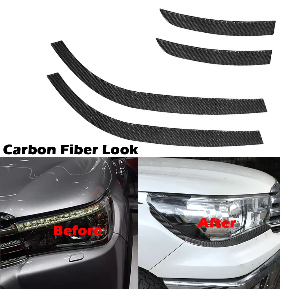 

4pcs Car Front Headlight Eyebrow Eyelid Cover Sticker for Toyota Hilux 2015 2016 2017 2018 2019 2020 2021