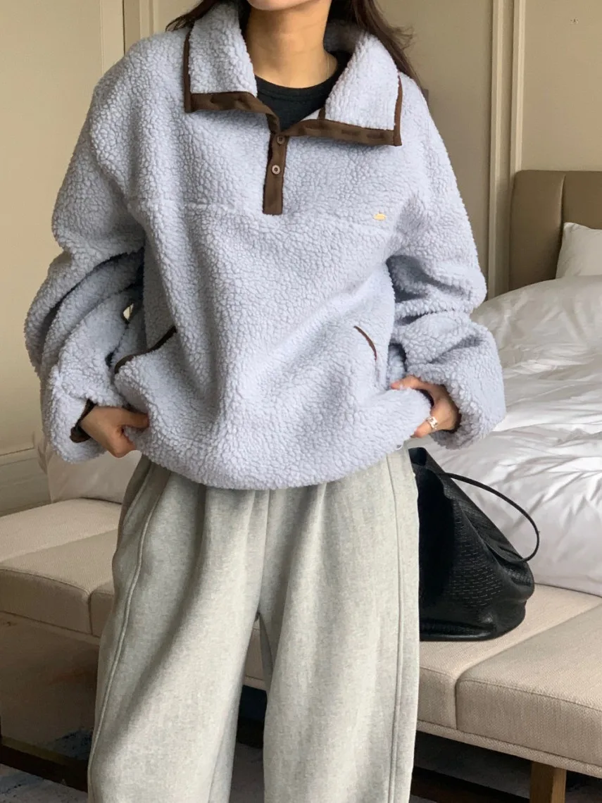 

Женская флисовая толстовка-куртка с воротником-стойкой, на пуговицах, с завязками, универсальная зимняя верхняя одежда, повседневный уличный стиль