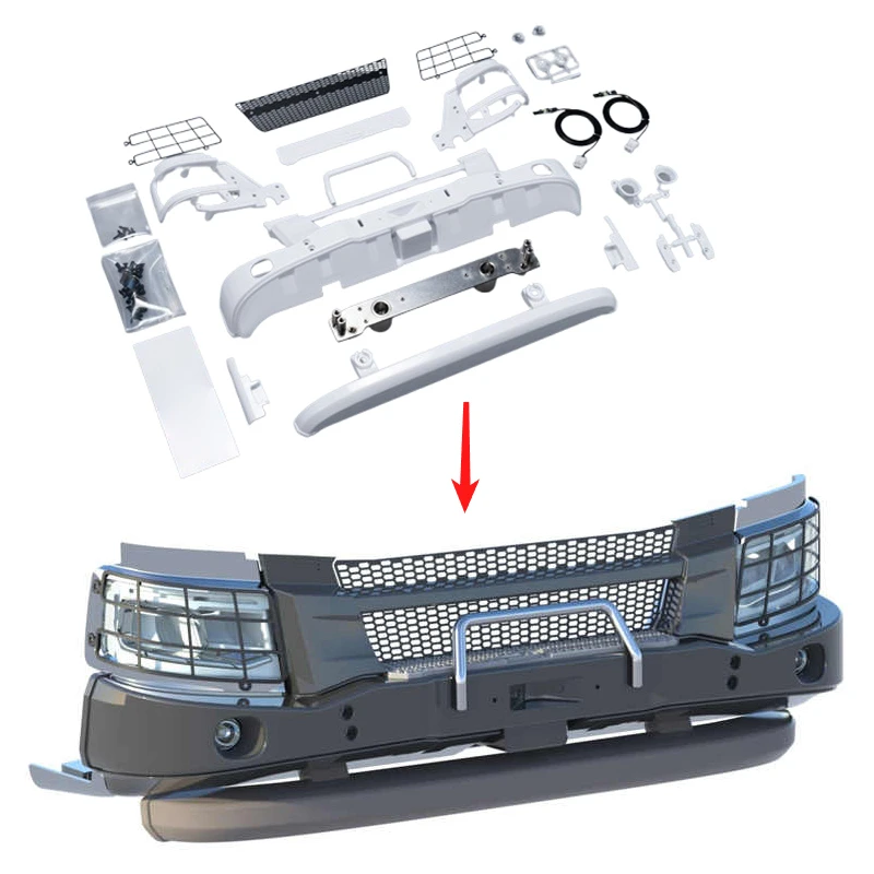 

Имитация ABS подбородок передняя сторона комплект для 1/14 Tamiya RC грузовик автомобиль Scania 770S 6X4 56368 8X4 56371 Diy детали игрушки