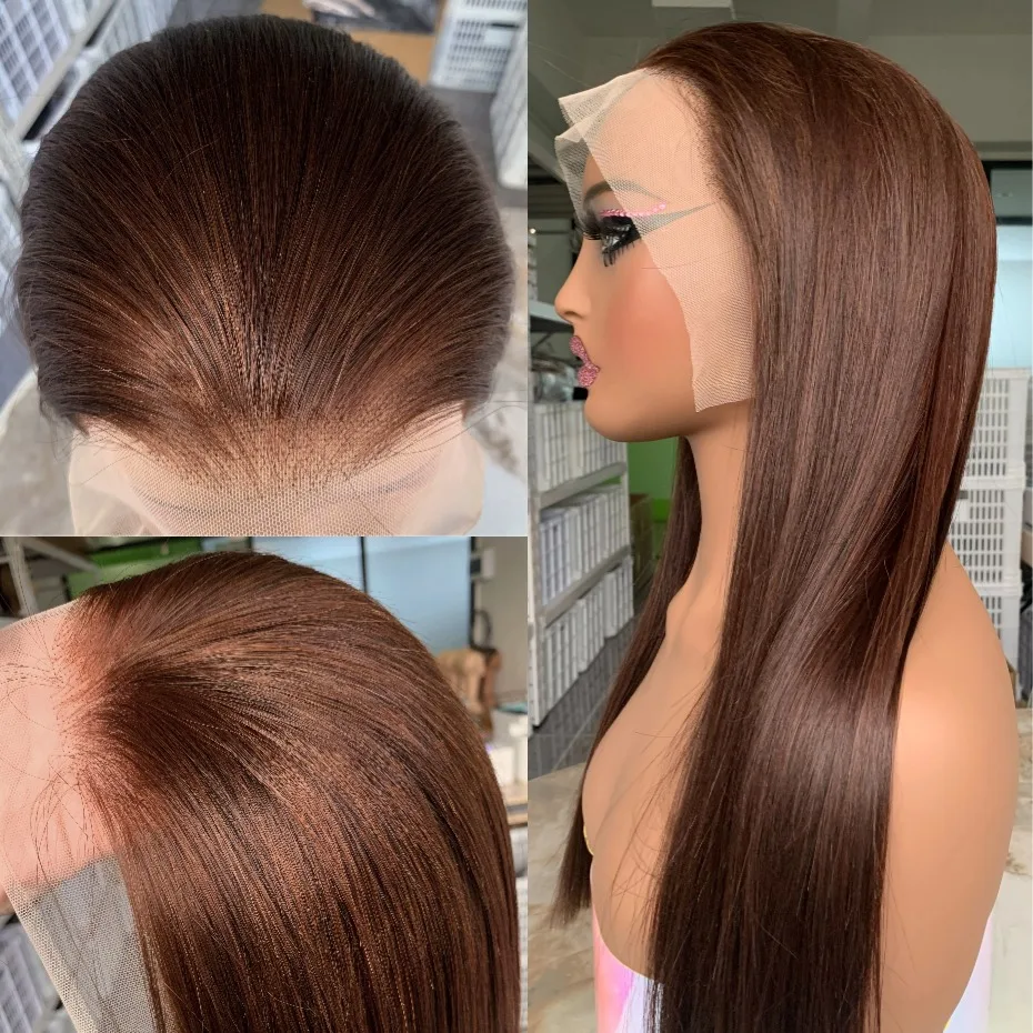 # 2 الملونة الشوكولاته براون شعر مستعار الشعر البشري 13x4 بوب شفاف بني داكن الدانتيل الجبهات الباروكات نسيج الشعر البشري جودة عالية 2025 #5
