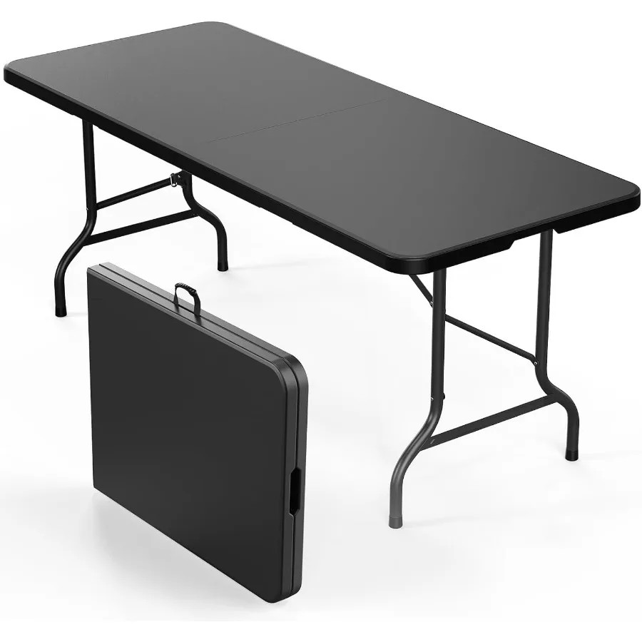 Folding Table 6Feet, Portable Collapsible Plastic Long Tables for Party, Camping, Banquet, Craft, Dining, Wedding, Outdoor and
