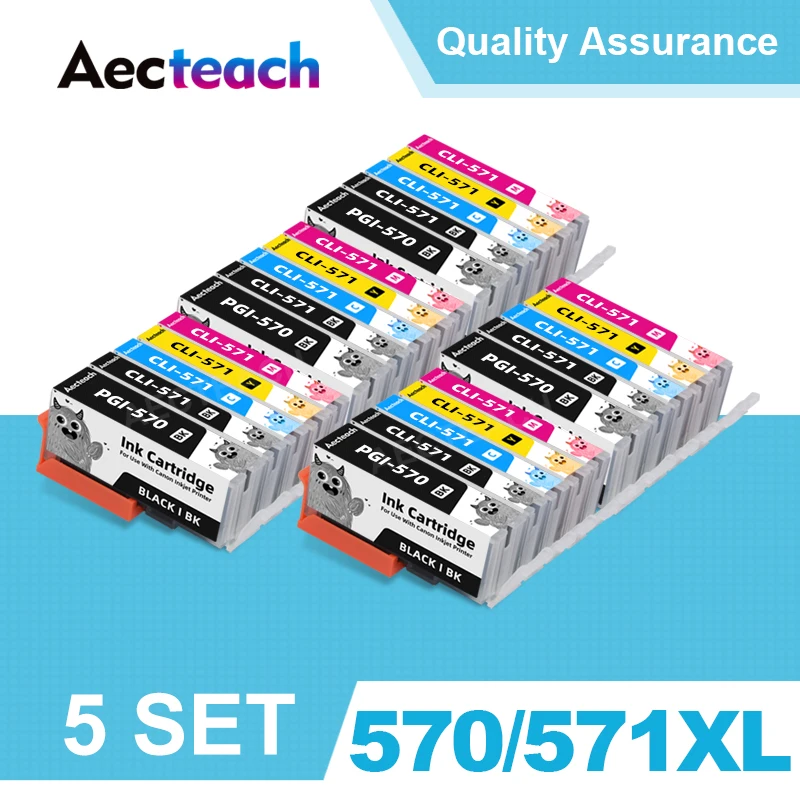 Aecteach Compatible Ink Cartridge PGI570 CLI571 PGI-570 CLI-571 For Canon 570XL Pixma MG5750 MG5751 MG5752 MG5753 TS8050 TS8053