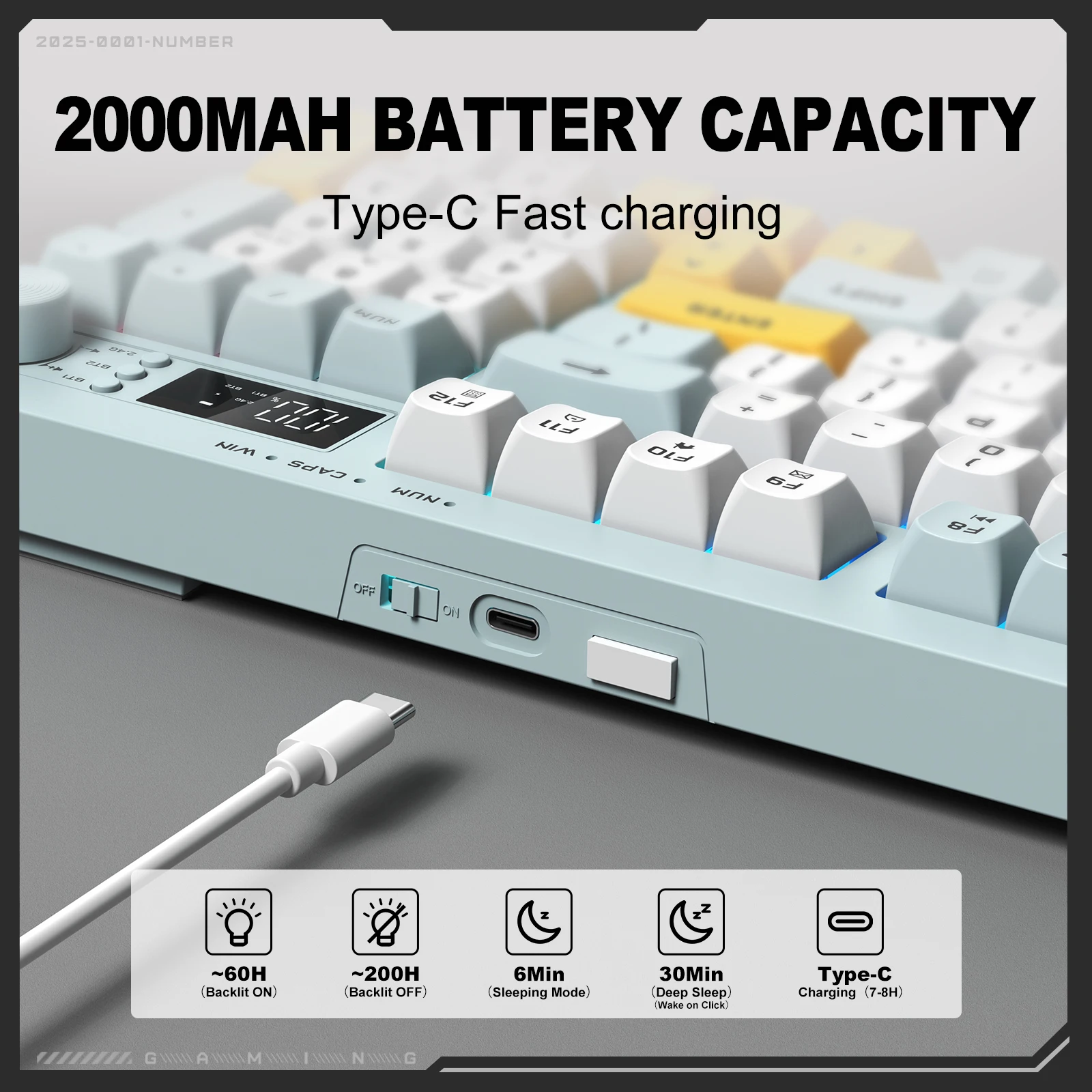 2025 جديد Onikuma G80 ثلاثي الوضع سلكي بلوتوث لوحة مفاتيح الألعاب اللاسلكية طوقا مفتاح كامل مبادلة ساخنة 94 مفاتيح شاشة إلكترونية