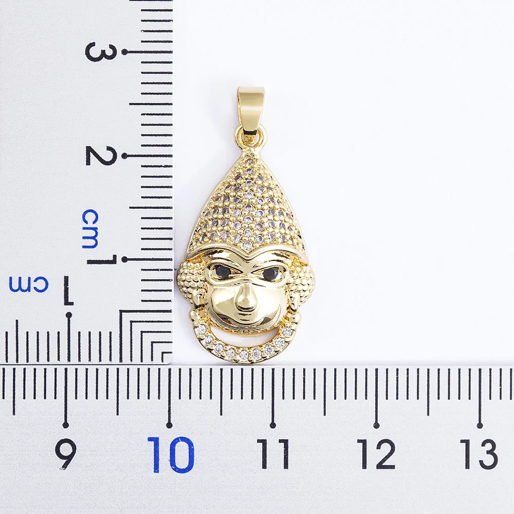 Nidin New Trendy Cute Animal Monkey Cubic Zirconia Pendant Relief Chain Necklace Women\'s Creative Design Jewelry Exquisite Gift