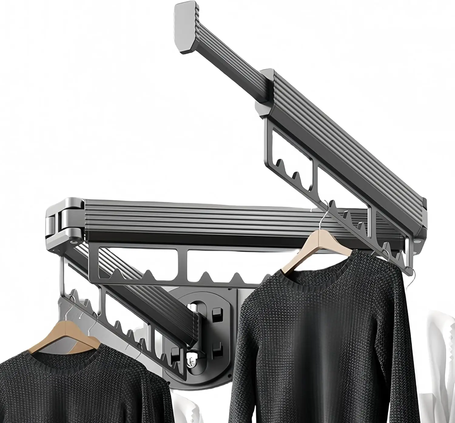

Foldable High-Bearing Wall Mounted Laundry Drying Rack, Grey, Third Generation Design for Secure Clothes Hanging