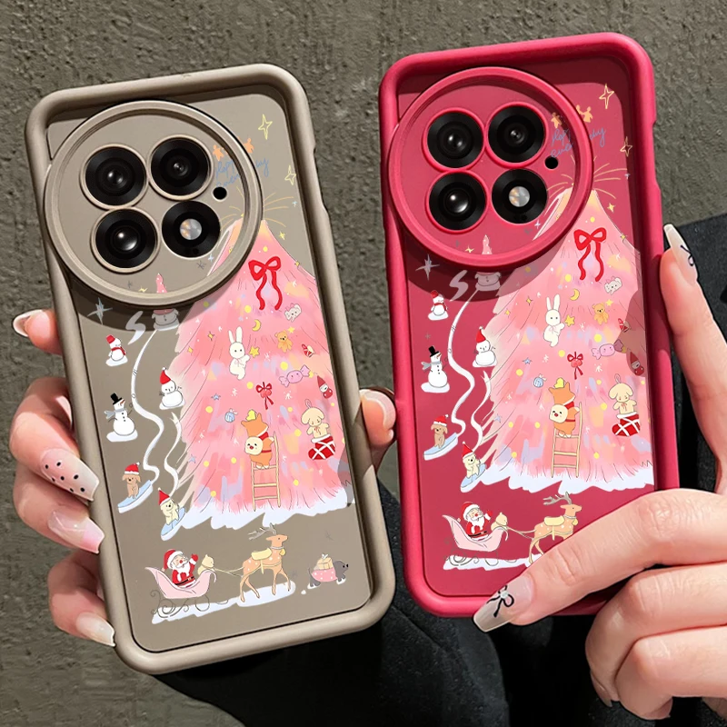 حافظة هاتف ناعمة من البولي يوريثان الحراري لهاتف OnePlus 15 13 13T 12 13R 12R 11R 5G غطاء خلفي مطبوع عليه شجرة عيد الميلاد الوردية لهاتف OnePlus Nord 5 Ace 5 3 2 #6