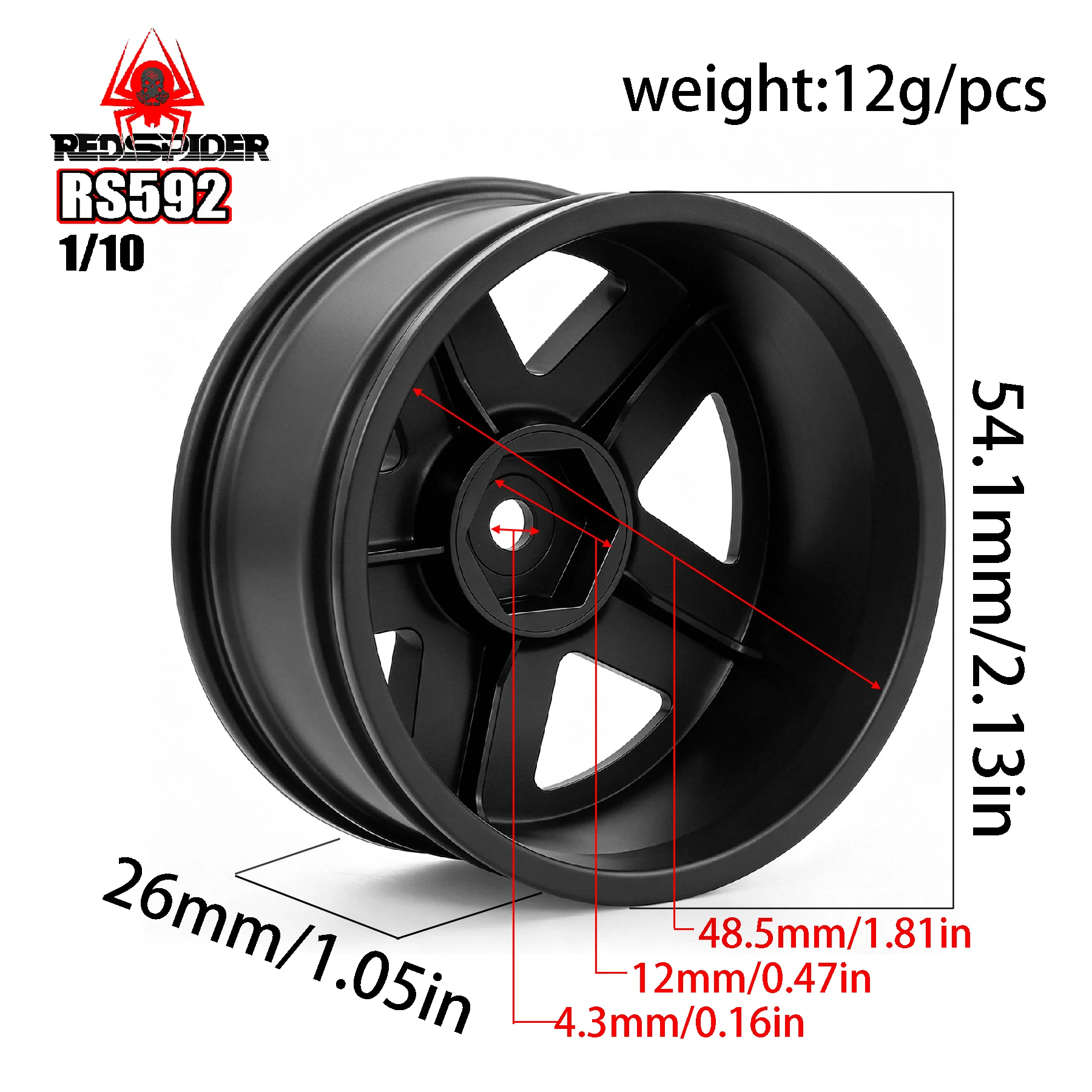 RED SPIDER 4pcs 54.1mm 1/10 RC On-Road Drift Racing Car Plastic Wheel Rim Wheel Hubs For 1/10 On Road Drift RC Car TT02 TT01