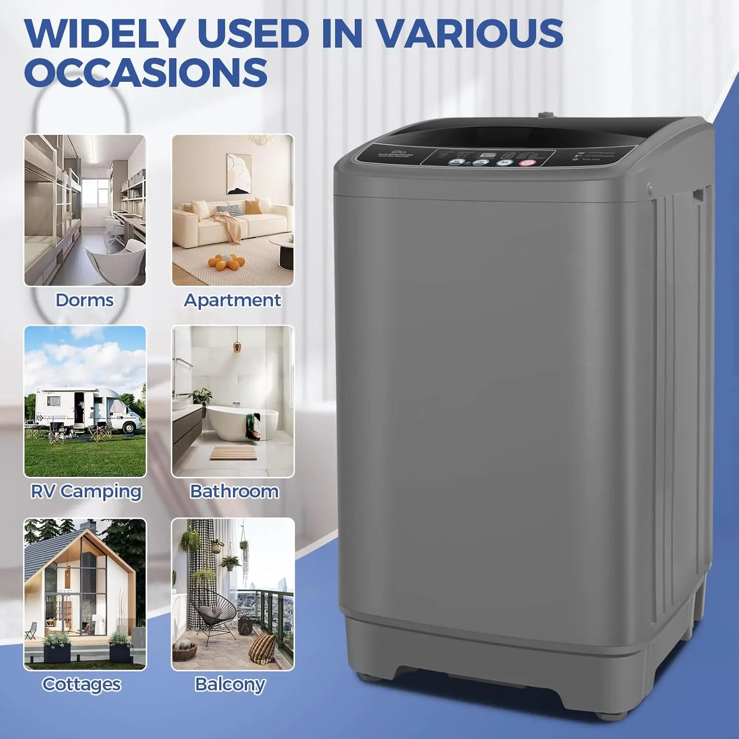 Portable Washing Machine, 17.8Lbs Portable Washer Machine, 2.4Cu.ft Compact Laundry Washer and Dryer Combo