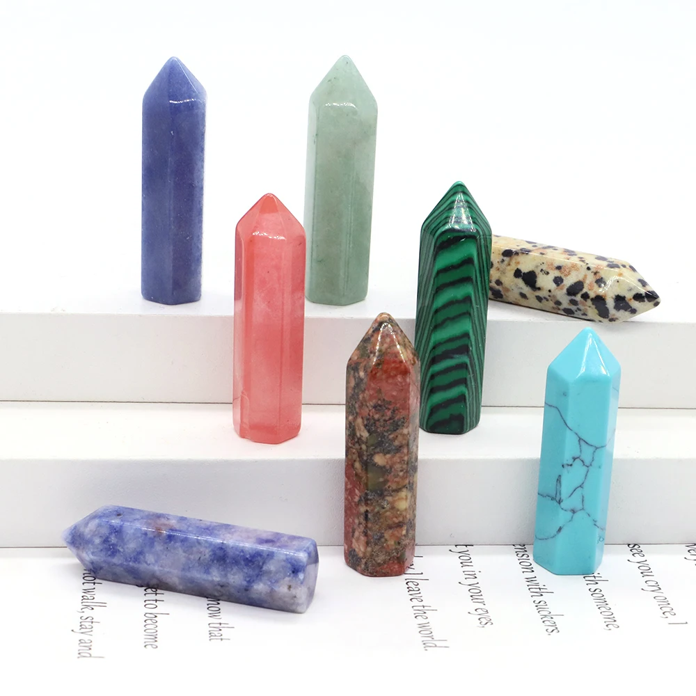 10x40mm Natural Stone Crystal Single Point Hexagonal Column Wand Reiki Meditation Energy Balancing Spiritual Decor Ornament Gift